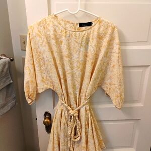 Knotty St Michaels Beautiful  Yellow Floral Print Dress with Rope  Vintage Style